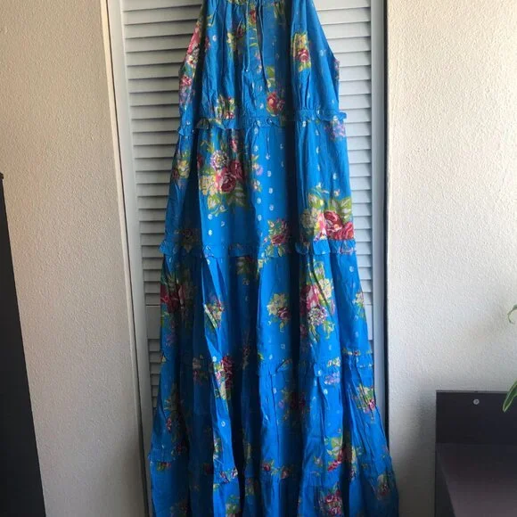 House of Harlow 1960 NWT Helena Blue Floral Tiered Maxi Dress - Picture 6 of 6